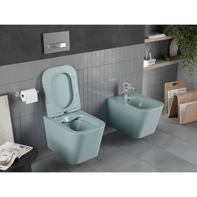 Mexen Teo toaletă WC Rimless cu capac cu închidere lentă slim, duroplast, verde deschis mat - 30854048