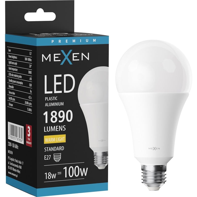 Mexen Nova LED izzó E27, A70, 18W, Meleg - 3000K, 1890 lm - L100-E27-1830-01