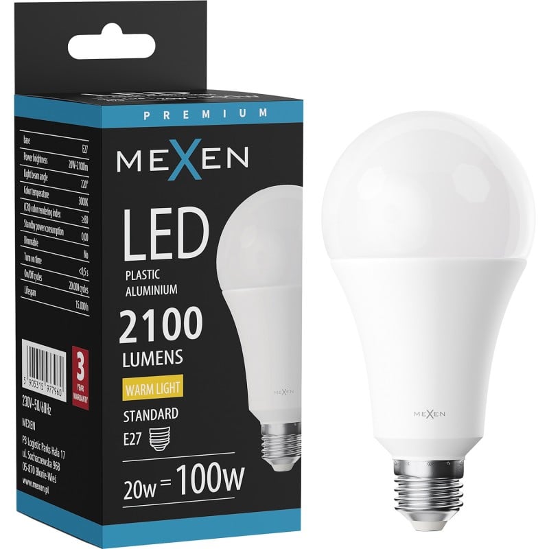 Mexen Nova Bec LED E27, A70, 20W, Cald - 3000K, 2100 lm - L100-E27-2030-01