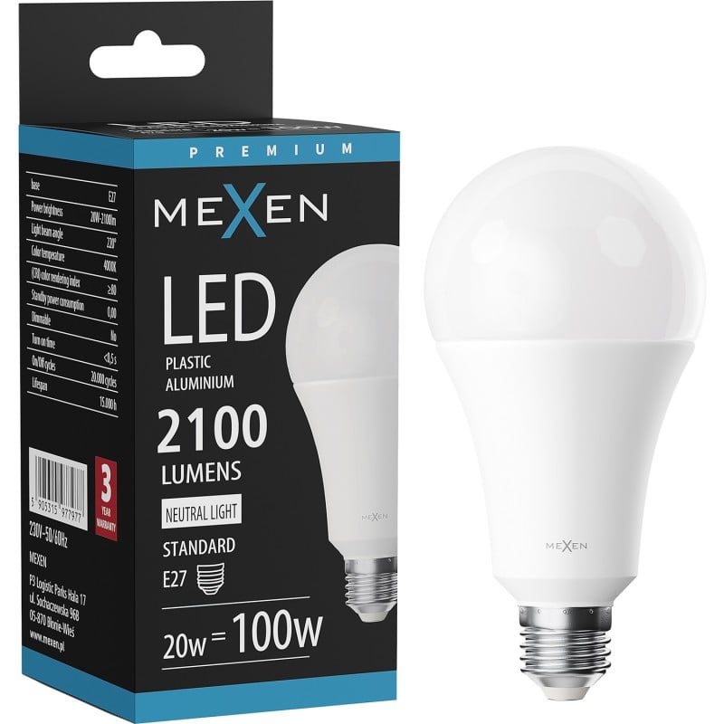 Mexen Nova LED izzó E27, A70, 20W, Semleges - 4000K, 2100 lm - L100-E27-2040-01