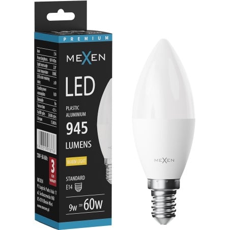 Mexen Nova Bec LED E14, C37, 9W, Cald - 3000K, 945 lm - L102-E14-0930-01