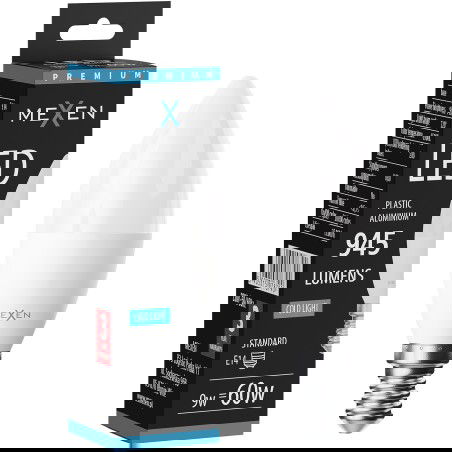 Mexen Nova LED izzó E14, C37, 9W, Hideg - 6500K, 945 lm - L102-E14-0965-01