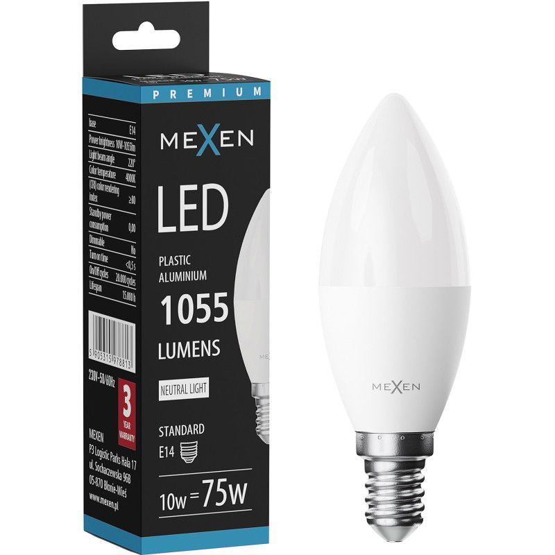 Mexen Nova LED izzó E14, C37, 10W, Semleges - 4000K, 1055 lm - L102-E14-1040-01