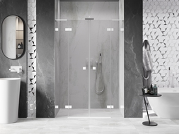 Mexen Lunar L Duo nyitható zuhanyajtó 140 cm, átlátszó, fehér - 834DL-140-000-20-00