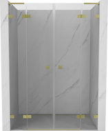 Mexen Lunar L Duo uși de duș batante 140 cm, transparent, auriu periat - 834DL-140-000-55-00