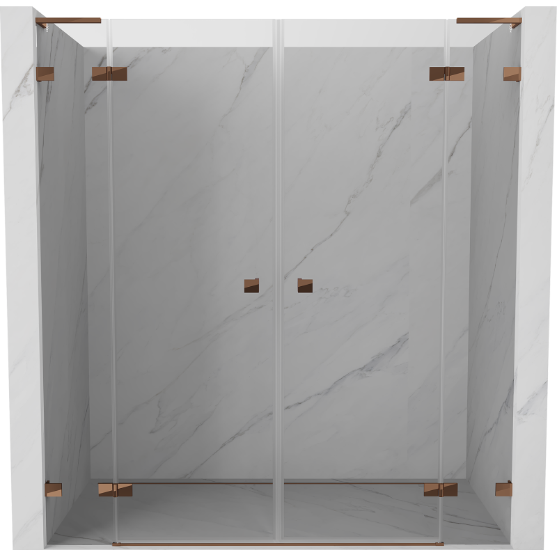 Mexen Lunar L Duo ușă de duș batantă 180 cm, transparentă, aur roz - 834DL-180-000-60-00