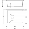 Mexen Pedro 1-medencés gránit mosogató 560 x 460 mm, Fekete/Fém ezüst, szifon Arany - 6508561000-73-G