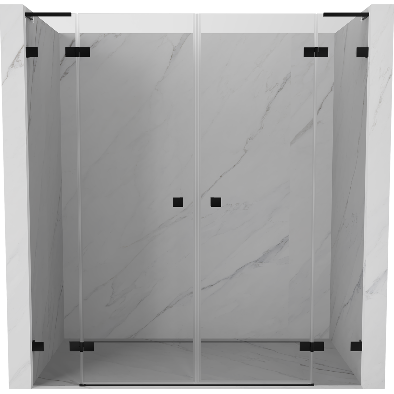 Mexen Lunar L Duo uși de duș batante 170 cm, transparente, negre - 834DL-170-000-70-00