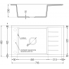 Mexen Elias chiuvetă din granit cu 1 compartiment cu picurător 795 x 480 mm, gri, sifon Auriu - 6511791005-71-G