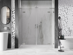 Mexen Lunar L Duo uși de duș batante 180 cm, transparent, nichel periat - 834DL-180-000-97-00