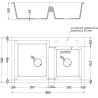 Mexen Tomas chiuvetă din granit cu 2 cuve 800 x 500 mm, alb, sifon crom - 6516802000-20