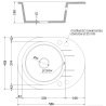 Mexen Kevin chiuvetă din granit cu 1 compartiment cu picurător 586 x 458 mm, gri, sifon Crom - 6517581005-71