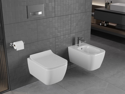 Mexen Stella rim nélküli wc csésze lassan záródó slim üléssel, duroplast, fényes fehér - 30680800