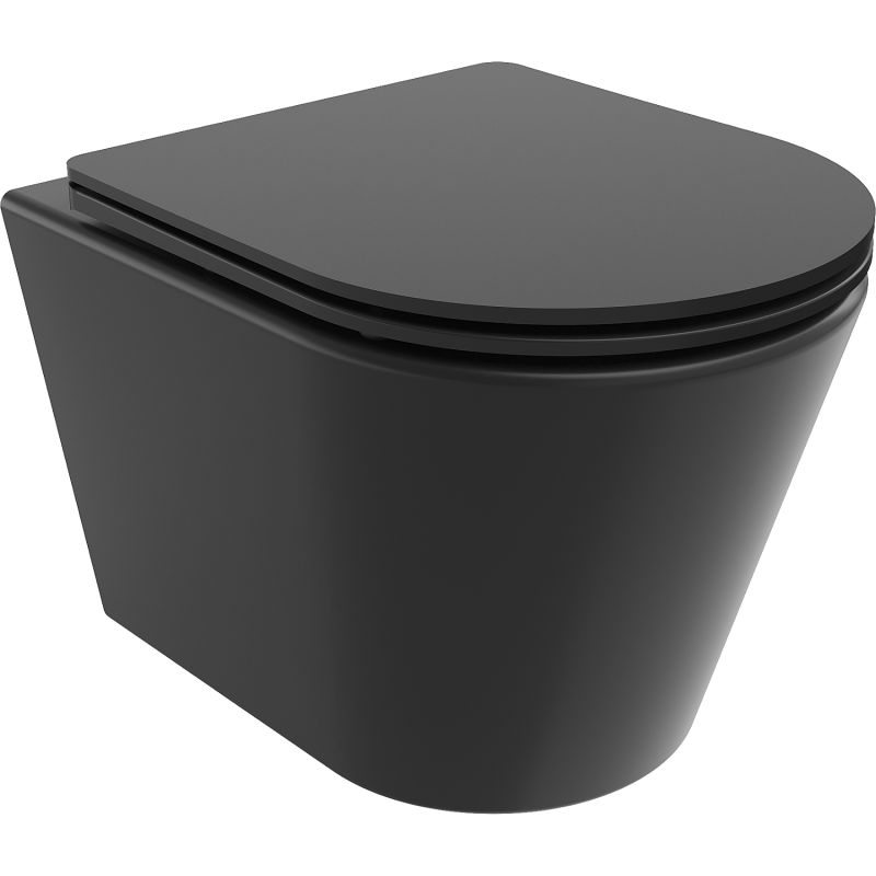 Mexen Rico vas WC Rimless cu capac slim cu închidere lentă, duroplast, negru mat - 30721085