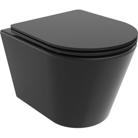 Mexen Rico vas WC Rimless cu capac slim cu închidere lentă, duroplast, negru mat - 30721085