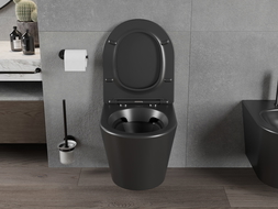 Mexen Rico perem nélküli wc csésze leeresztő automatikás ülőkével, Duroplaszt, Fekete matt - 30721085
