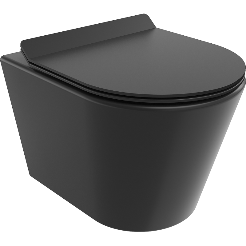 Mexen Rico perem nélküli wc csésze leeresztő automatikás ülőkével, Duroplaszt, Fekete matt - 30720185