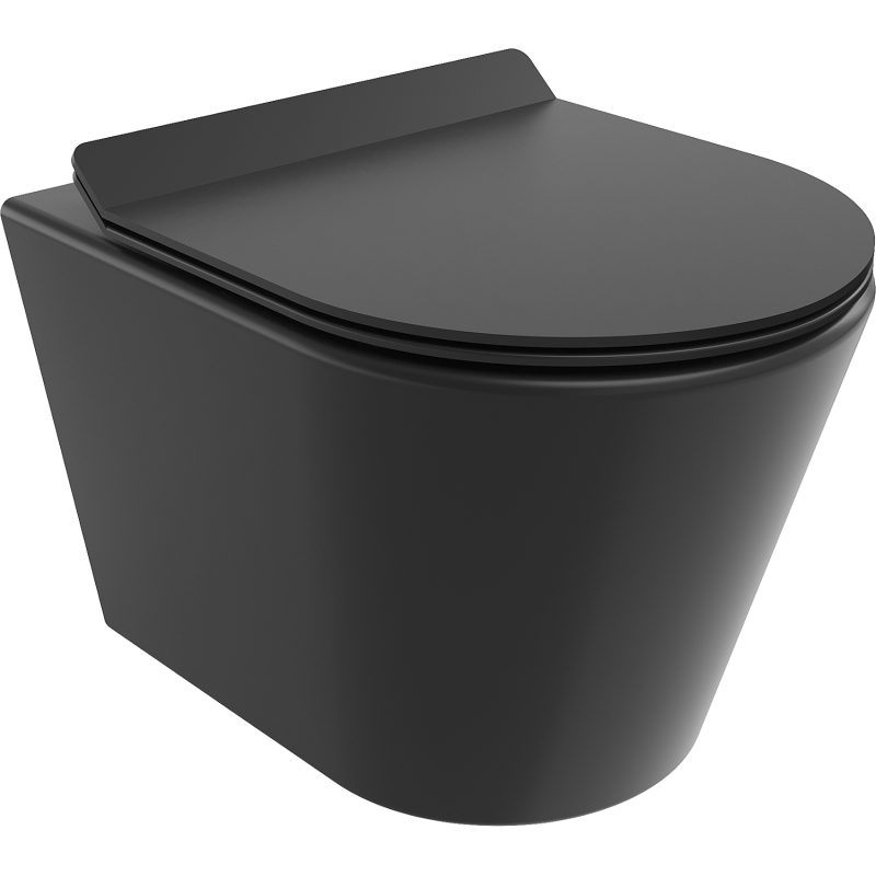 Mexen Rico Rimless WC csésze slim lassan záródó duroplast ülőkével, fekete matt - 30720185