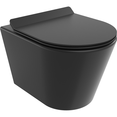 Mexen Rico Rimless WC csésze slim lassan záródó duroplast ülőkével, fekete matt - 30720185