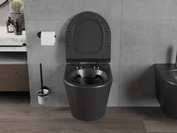 Mexen Rico Rimless WC csésze slim lassan záródó duroplast ülőkével, fekete matt - 30720185