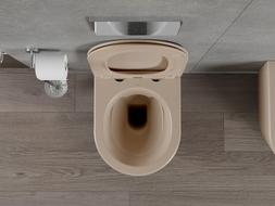 Mexen Rico Rimless WC csésze lassan lehajtható vékony ülőkével, duroplast, matt cappuccino - 30724064