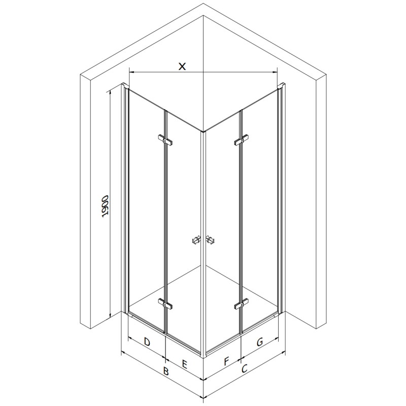 Mexen Lima Duo cabină de duș pliabilă 70 x 70 cm, transparentă, neagră - 856-070-070-70-00-02
