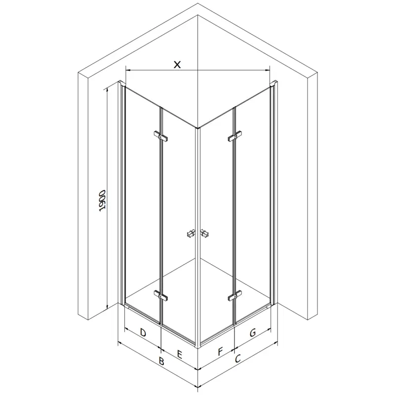 Mexen Lima Duo cabină de duș pliabilă 90 x 90 cm, transparent, negru - 856-090-090-70-00-02