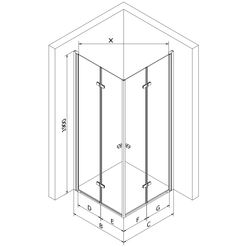 Mexen Lima Duo cabină de duș pliabilă 90 x 90 cm, transparentă, crom + cadă Flat - 856-090-090-01-02-4010