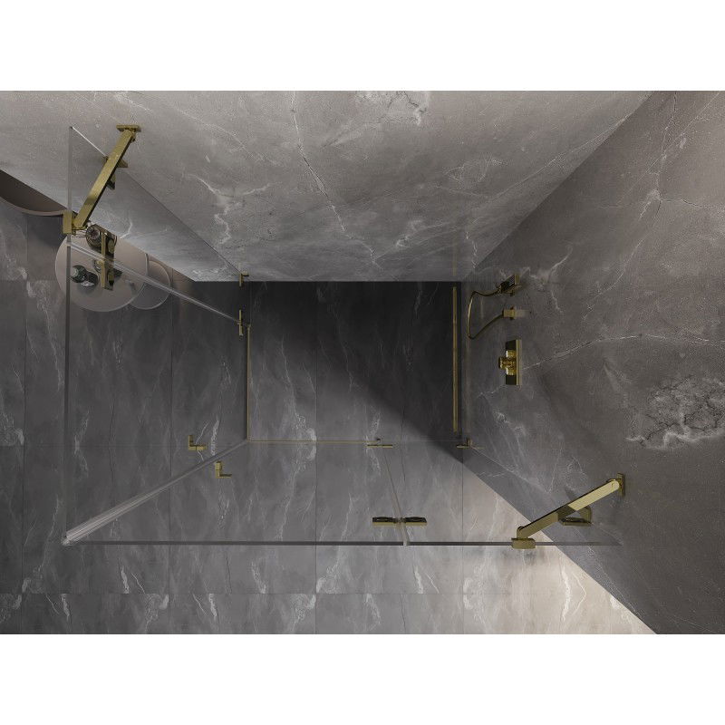 Mexen Lunar Cabină de duș pivotantă dreaptă Duo 105 x 70 cm, transparentă, aurie - 834-105P-070L-50-00