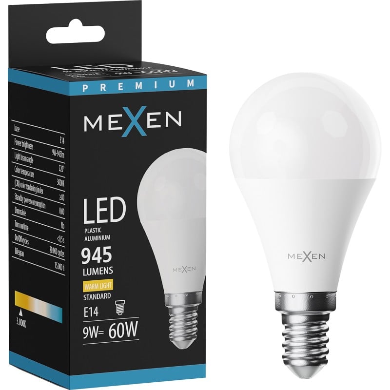 Mexen Nova LED izzó E14, G45, 9W, Meleg - 3000K, 945 lm - L101-E14-0930-01