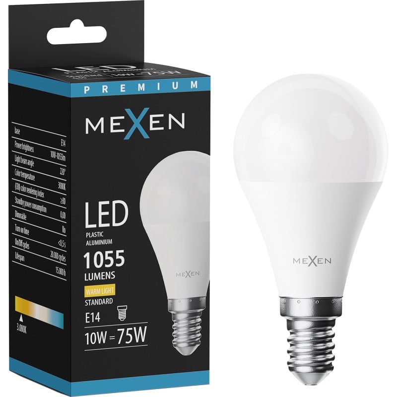 Mexen Nova LED izzó E14, G45, 10W, Meleg - 3000K, 1055 lm - L101-E14-1030-01