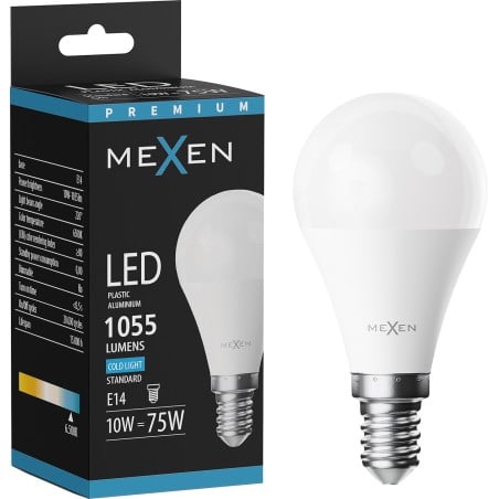 Mexen Nova LED izzó E14, G45, 10W, Hideg - 6500K, 1055 lm - L101-E14-1065-01