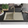 Mexen Bruno1-medencés gránit mosogató edényszárítóval 795 x 495 mm, Bézs, szifon Arany - 6513791010-69-G