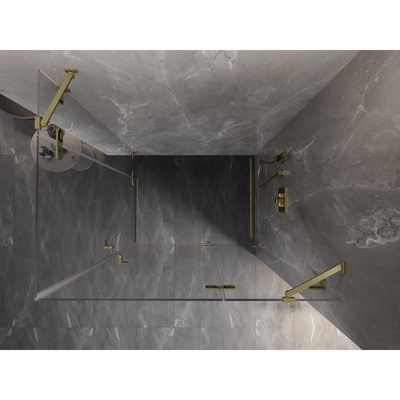 Mexen Lunar Cabină de duș Duo cu ușă pivotantă dreapta 110 x 100 cm, transparentă, auriu periat - 834-110P-100L-55-00