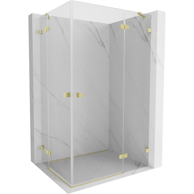 Mexen Lunar Cabină de duș dublă cu uși batante dreapta 110 x 105 cm, transparentă, auriu periat - 834-110P-105L-55-00
