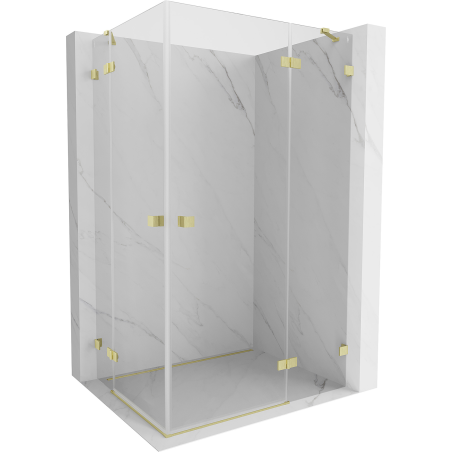 Mexen Lunar Cabină de duș dublă cu uși batante dreapta 110 x 105 cm, transparentă, auriu periat - 834-110P-105L-55-00