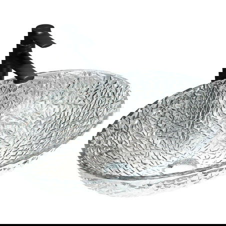 Mexen Goa sticlă chiuvetă pe blat 50 x 36 cm, Transparent - 24085000