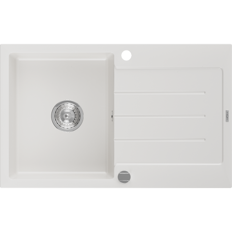 Mexen Bruno 1-medencés gránit mosogató edényszárítóval 795 x 495 mm, Fehér - 6513791010-20