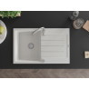 Mexen Bruno chiuvetă granitică 1-cameră cu scurgător 795 x 495 mm, albă, sifon crom - 6513791010-20