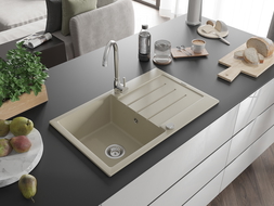 Mexen Bruno 1-medencés gránit mosogató edényszárítóval 795 x 495 mm, Bézs - 6513791010-69