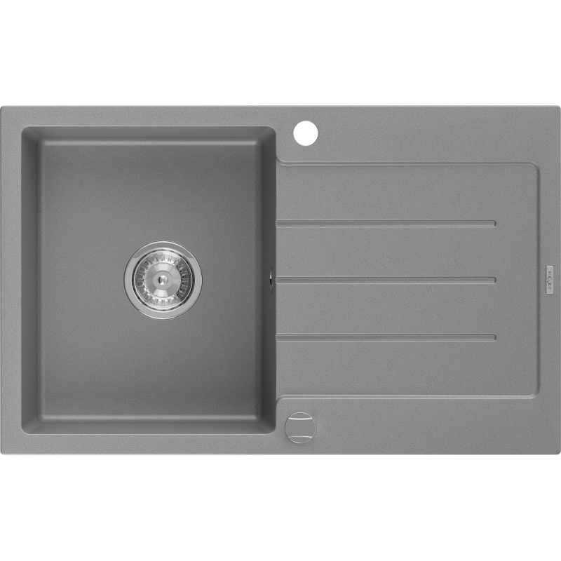 Mexen Bruno 1-medencés gránit mosogató edényszárítóval 795 x 495 mm, Szürke - 6513791010-71