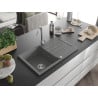 Mexen Bruno 1-medencés gránit mosogató edényszárítóval 795 x 495 mm, Szürke - 6513791010-71