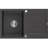 Mexen Bruno chiuvetă de granit cu 1 compartiment și scurgător 795 x 495 mm, negru pătat, sifon crom - 6513791010-76