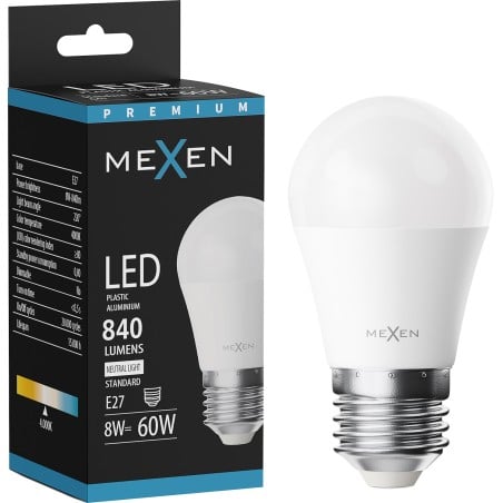 Mexen Nova LED izzó E27, G45, 8W, Semleges - 4000K, 840 lm - L101-E27-0840-01