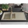 Mexen Andres chiuvetă granit 1,5 cuve cu scurgător 1000 x 500 mm, bej, sifon auriu - 6515101510-69-G