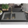 Mexen Andres chiuvetă de granit cu 1,5 compartimente și scurgător 1000 x 500 mm, gri, sifon auriu - 6515101510-71-G