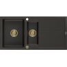 Mexen Andres chiuvetă granit 1,5-camere cu picurator 1000 x 500 mm negru/auriu metalizat, sifon auriu - 6515101510-75-G