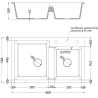 Mexen Tomas Chiuvetă de granit cu 2 compartimente 800 x 500 mm, Neagră/Auriu metalic, sifon Auriu - 6516802000-75-G