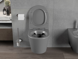 Mexen Rico Rimless WC csésze lassú záródású, vékony duroplast ülőkével, sötét szürke matt - 30724071