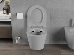 Mexen Rico perem nélküli wc csésze leeresztő automatikás ülőkével, Duroplaszt, Világosszürke matt - 30724061